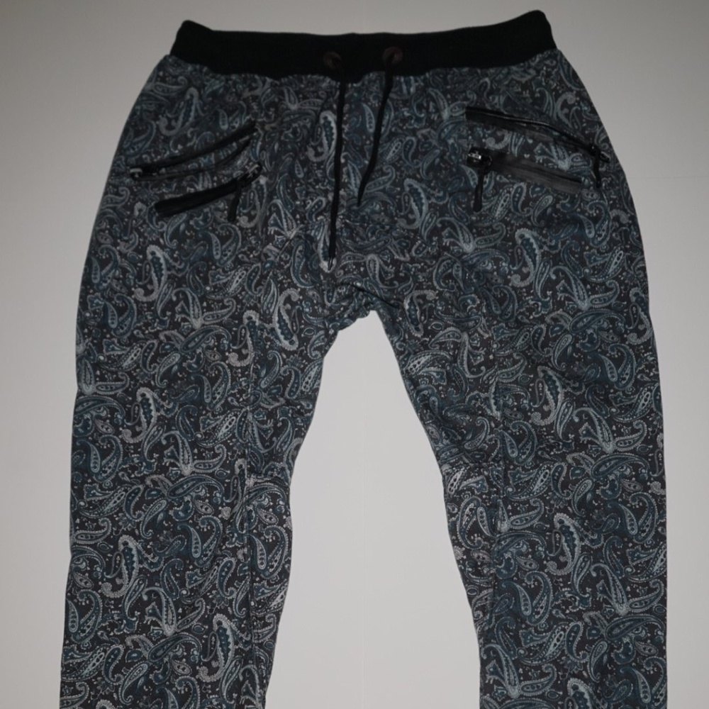 UNCLE RALPH Sz L BLUE PATTERN JOGGERS SWEATPANTS